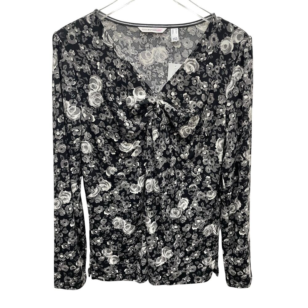 Isaac Mizrahi Floral Slinky V-Neck Top Size Medium NWT
